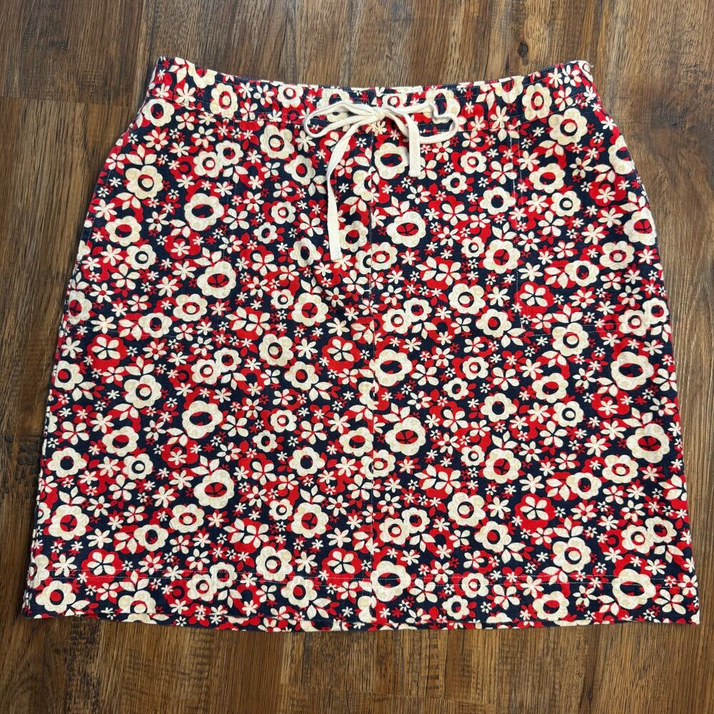Christopher & Banks 10 red white blue floral cotton mini skirt Y2K Groovy Retro